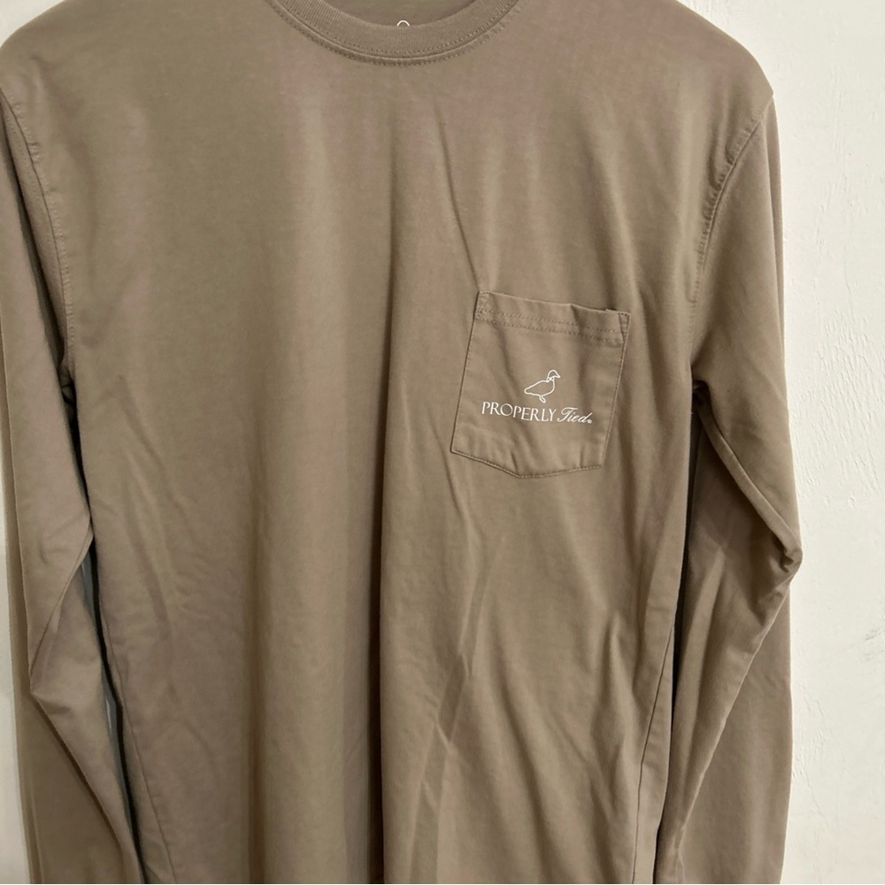 Youth Boys Long Sleeve Graphic Shirt Properly Tied - Tan Small - Picture 4 of 4